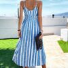 Sleeveless Geo Print V-Neck Split-Thigh Cami Dress
