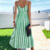 Sleeveless Geo Print V-Neck Split-Thigh Cami Dress