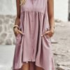 Sleeveless Peplum Shirt Dress – Solid Finish