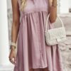 Sleeveless Peplum Shirt Dress – Solid Finish