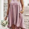 Sleeveless Peplum Shirt Dress – Solid Finish
