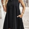 Sleeveless Peplum Shirt Dress – Solid Finish