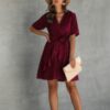 Plus-Size V-Neck Wrap Dress with Ruffled Hem