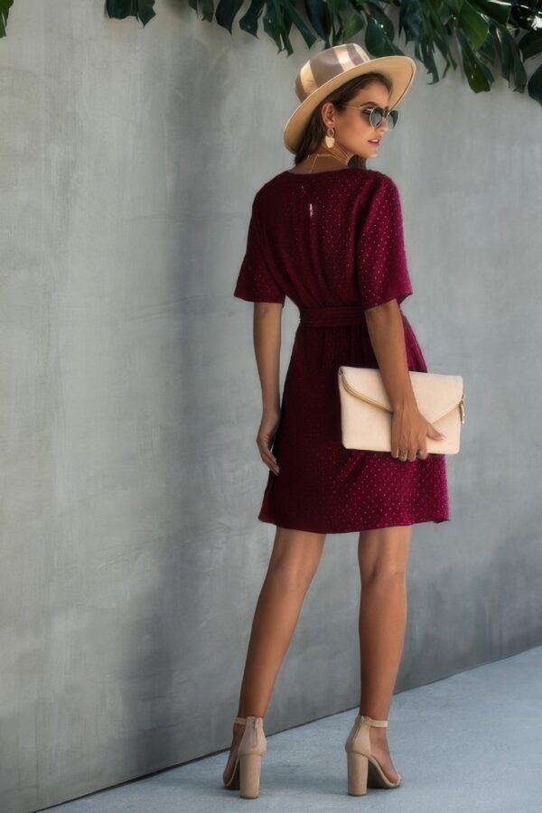 Plus-Size V-Neck Wrap Dress with Ruffled Hem