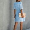 Plus-Size V-Neck Wrap Dress with Ruffled Hem