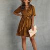 Plus-Size V-Neck Wrap Dress with Ruffled Hem