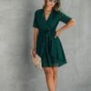Plus-Size V-Neck Wrap Dress with Ruffled Hem