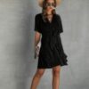 Plus-Size V-Neck Wrap Dress with Ruffled Hem