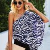 One-Shoulder Zebra Print Top – Loose Silhouette