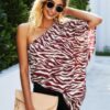 One-Shoulder Zebra Print Top – Loose Silhouette