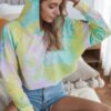 Tie Dye Cropped Pullover Hoodie – Relaxed Fit