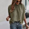 Mock Neck Batwing Sleeve Blouse – Solid Loose Top