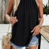 Sleeveless Halter Ruched Tunic Top – Loose Fit