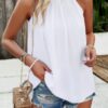 Sleeveless Halter Ruched Tunic Top – Loose Fit