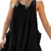 U-Neck Backless Sleeveless Mini Dress with Pockets