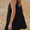 U-Neck Backless Sleeveless Mini Dress with Pockets