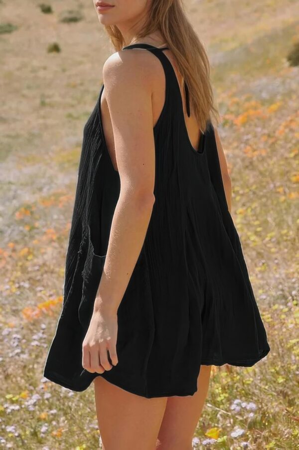 U-Neck Backless Sleeveless Mini Dress with Pockets