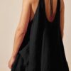 U-Neck Backless Sleeveless Mini Dress with Pockets