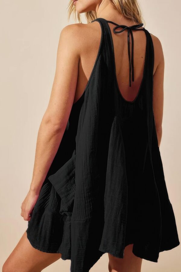 U-Neck Backless Sleeveless Mini Dress with Pockets
