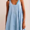 U-Neck Backless Sleeveless Mini Dress with Pockets