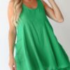 U-Neck Backless Sleeveless Mini Dress with Pockets