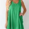 U-Neck Backless Sleeveless Mini Dress with Pockets