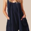 U-Neck Backless Sleeveless Mini Dress with Pockets