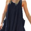 U-Neck Backless Sleeveless Mini Dress with Pockets
