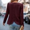 Back-Ruffle Crewneck Pullover – Lightweight Polyester