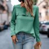 Back-Ruffle Crewneck Pullover – Lightweight Polyester