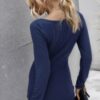 Solid Rib-Knit Drawstring Bodycon Dress