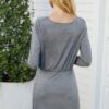 Crew Neck High-Waist Drawstring Dress – Polyester Blend
