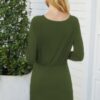 Crew Neck High-Waist Drawstring Dress – Polyester Blend