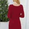 Crew Neck High-Waist Drawstring Dress – Polyester Blend