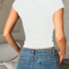 Color Block Polo-Collar V-Neck Slim Shirt