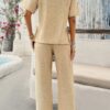 Lightweight Knitted Crew Neck Button Two-Piece Set