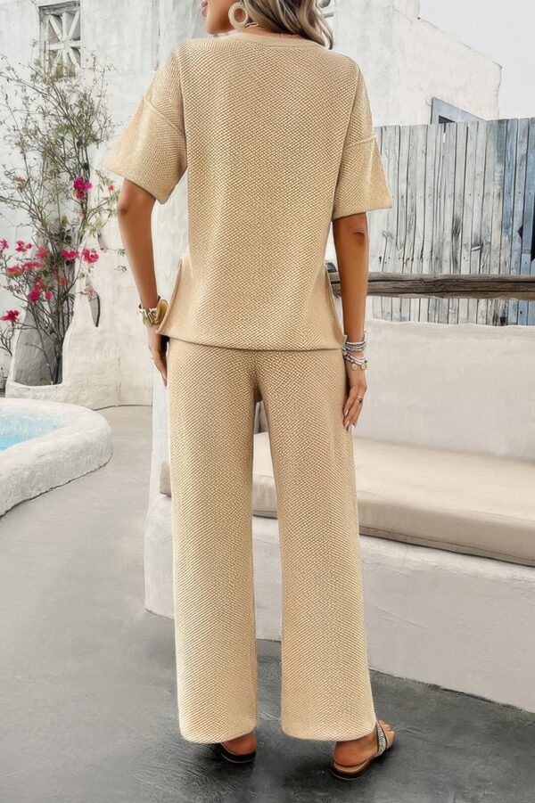 Lightweight Knitted Crew Neck Button Two-Piece Set
