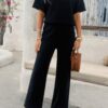 Lightweight Knitted Crew Neck Button Two-Piece Set