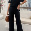 Lightweight Knitted Crew Neck Button Two-Piece Set