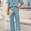 Lightweight Knitted Crew Neck Button Two-Piece Set