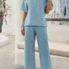 Lightweight Knitted Crew Neck Button Two-Piece Set