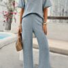Lightweight Knitted Crew Neck Button Two-Piece Set