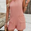 Sleeveless Crewneck Romper with Pockets – Loose Silhouette