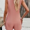 Sleeveless Crewneck Romper with Pockets – Loose Silhouette