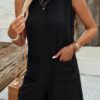 Sleeveless Crewneck Romper with Pockets – Loose Silhouette