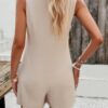 Sleeveless Crewneck Romper with Pockets – Loose Silhouette