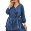 Plus Size V-Neck Dress with Ruffled Hem – Relaxed Silhouette