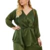 Plus Size V-Neck Dress with Ruffled Hem – Relaxed Silhouette