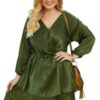 Plus Size V-Neck Dress with Ruffled Hem – Relaxed Silhouette