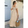 Cross Knot Color Block A-Line Dress with Pockets